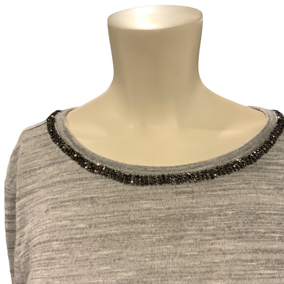 juicy Couture pull over tee long sleeve women's grey top round color embellished - Picture 4 of 8